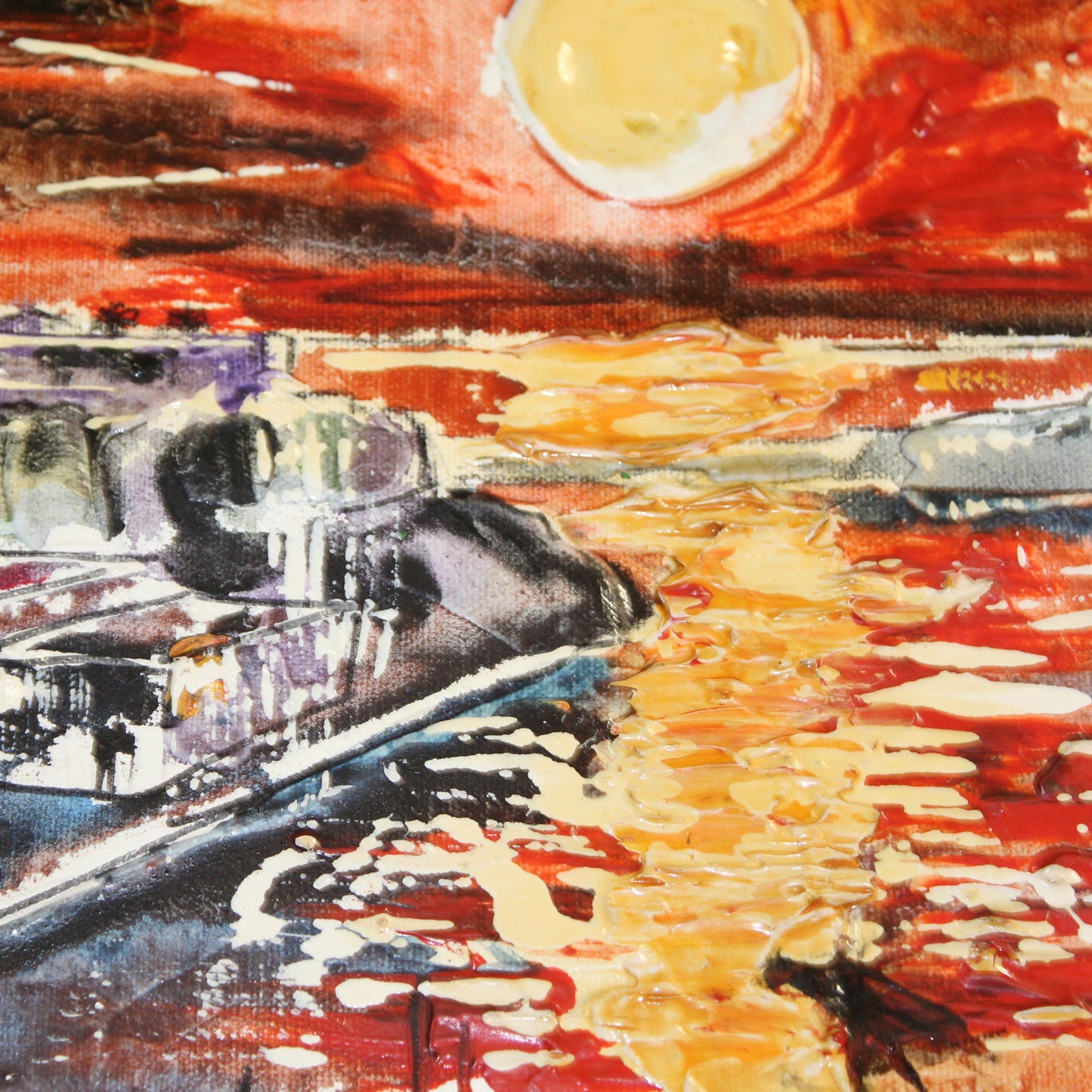 Vintage M. Arcidiacono Oil on Canvas "Sunrise Grand Harbor Malta" | Signed & Dated