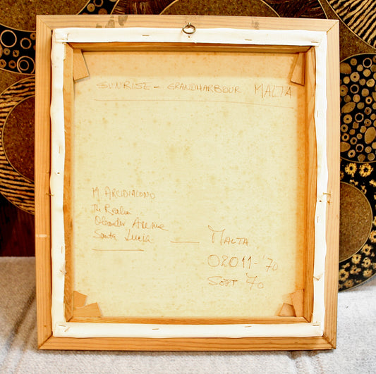 Vintage M. Arcidiacono Oil on Canvas "Sunrise Grand Harbor Malta" | Signed & Dated