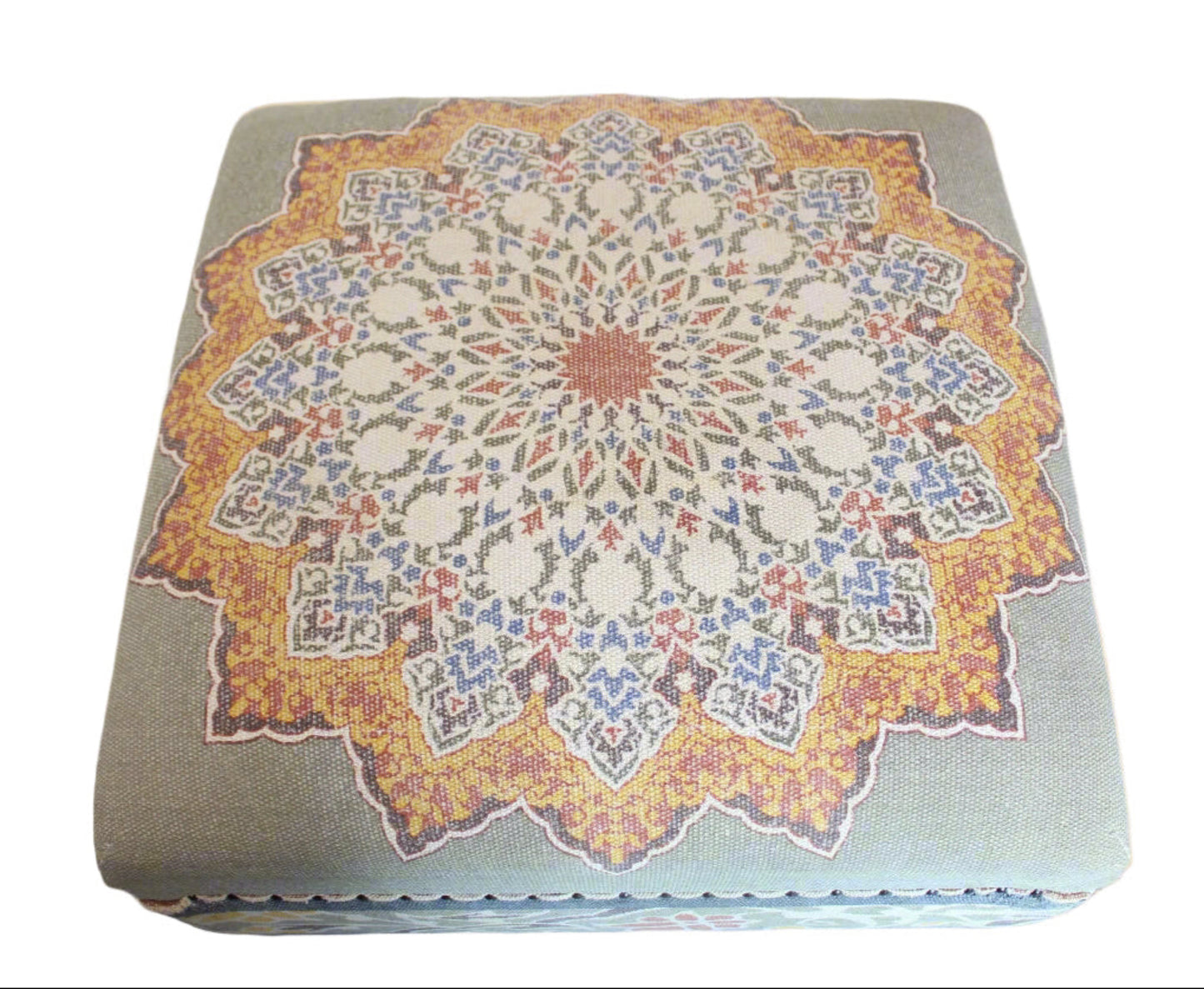 Modern Mandala Floral Fabric Ottoman
