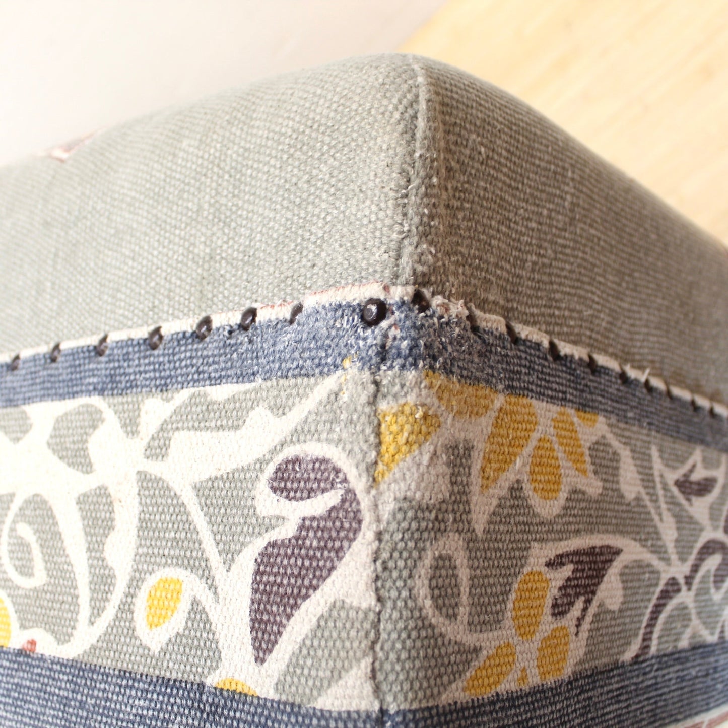 Modern Mandala Floral Fabric Ottoman