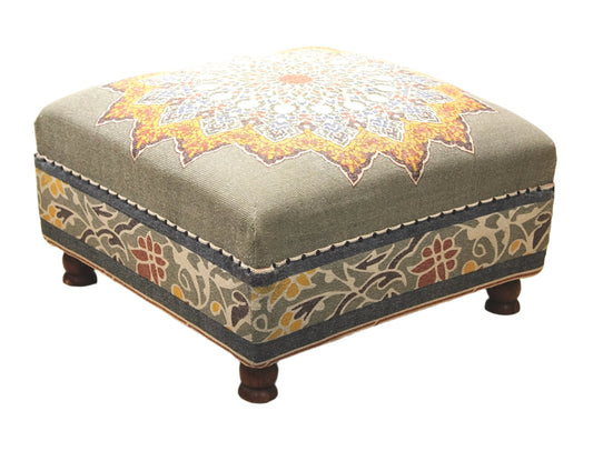 Modern Mandala Floral Fabric Ottoman