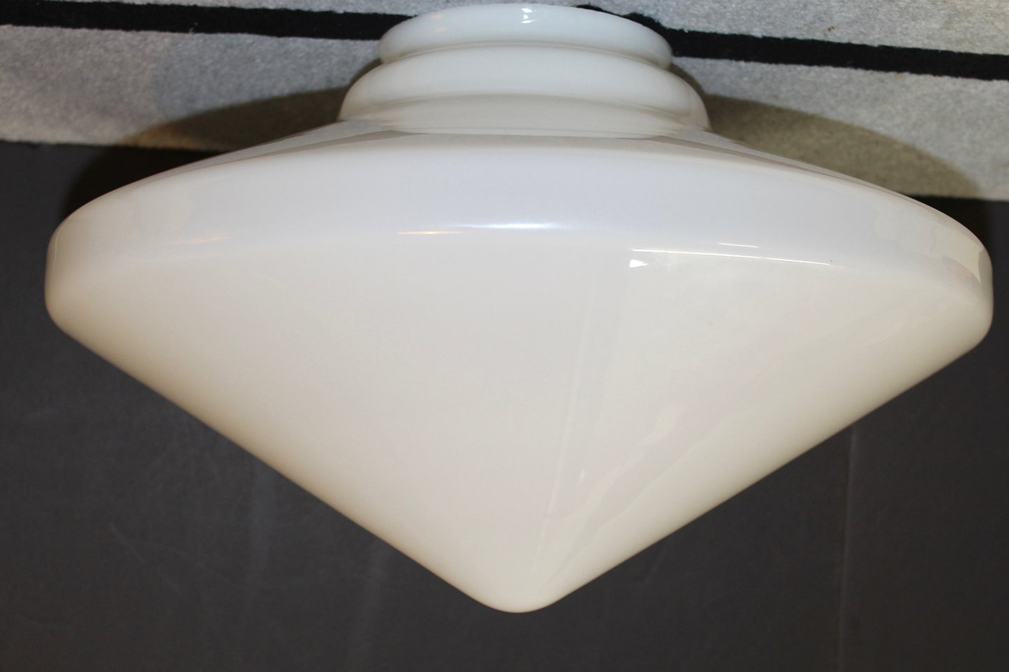 Milk Glass Art Deco Schoolhouse Pendant Light