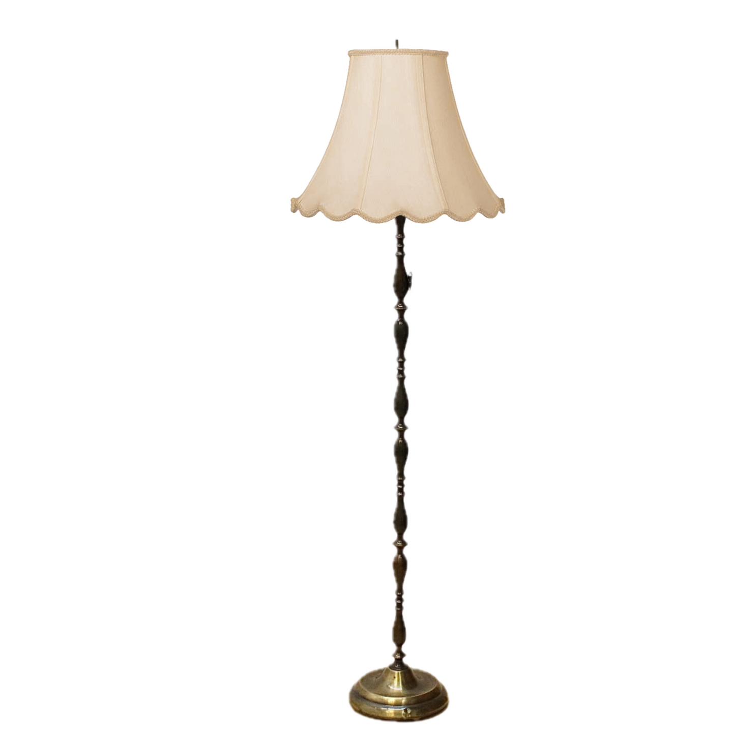 1960s Ornate Brass Spindle Body Floor Lamp