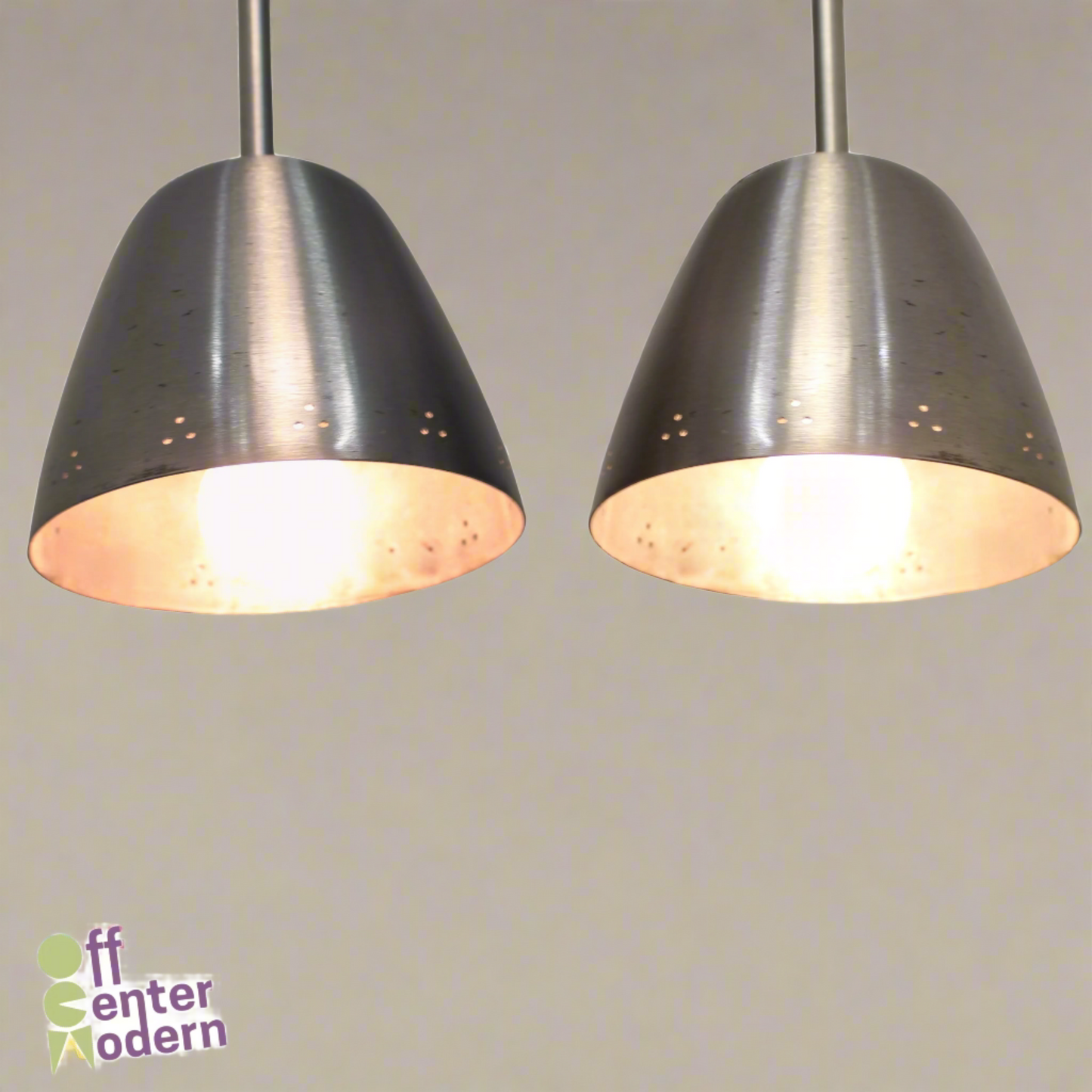 Pair of PRESCOLITE Perforated Bullet Light Aluminum Pendant Lights