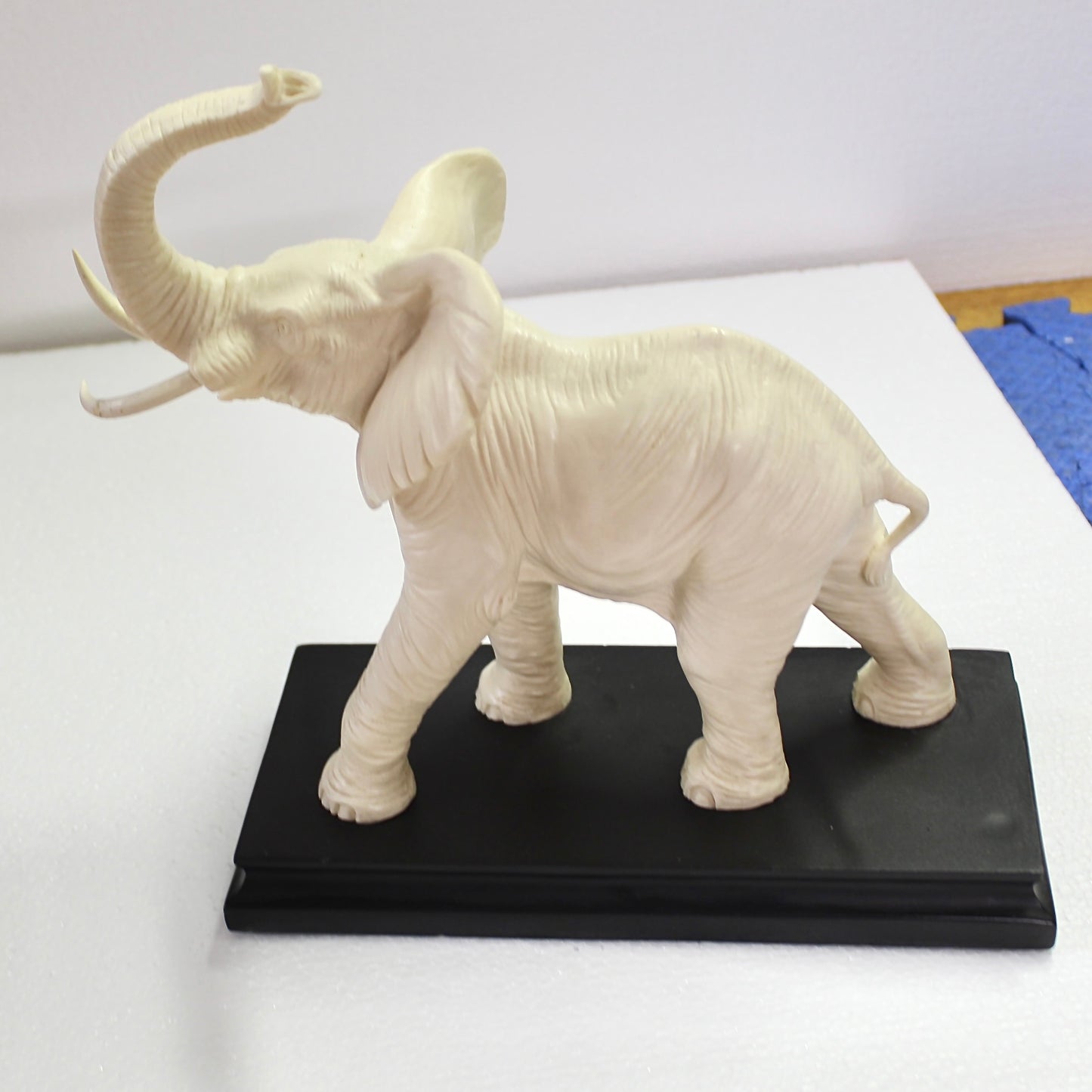 Vintage Resin Alabaster Elephant Sculpture by Santini