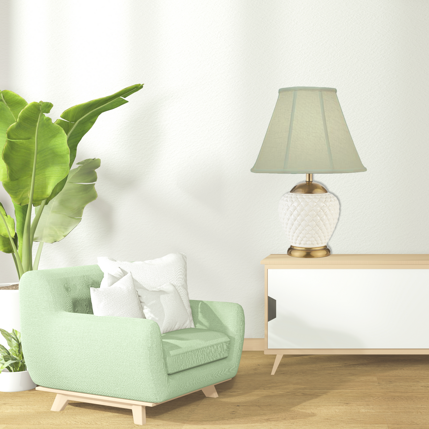 PAIR White Beehive Table Lamps by Frederick Cooper