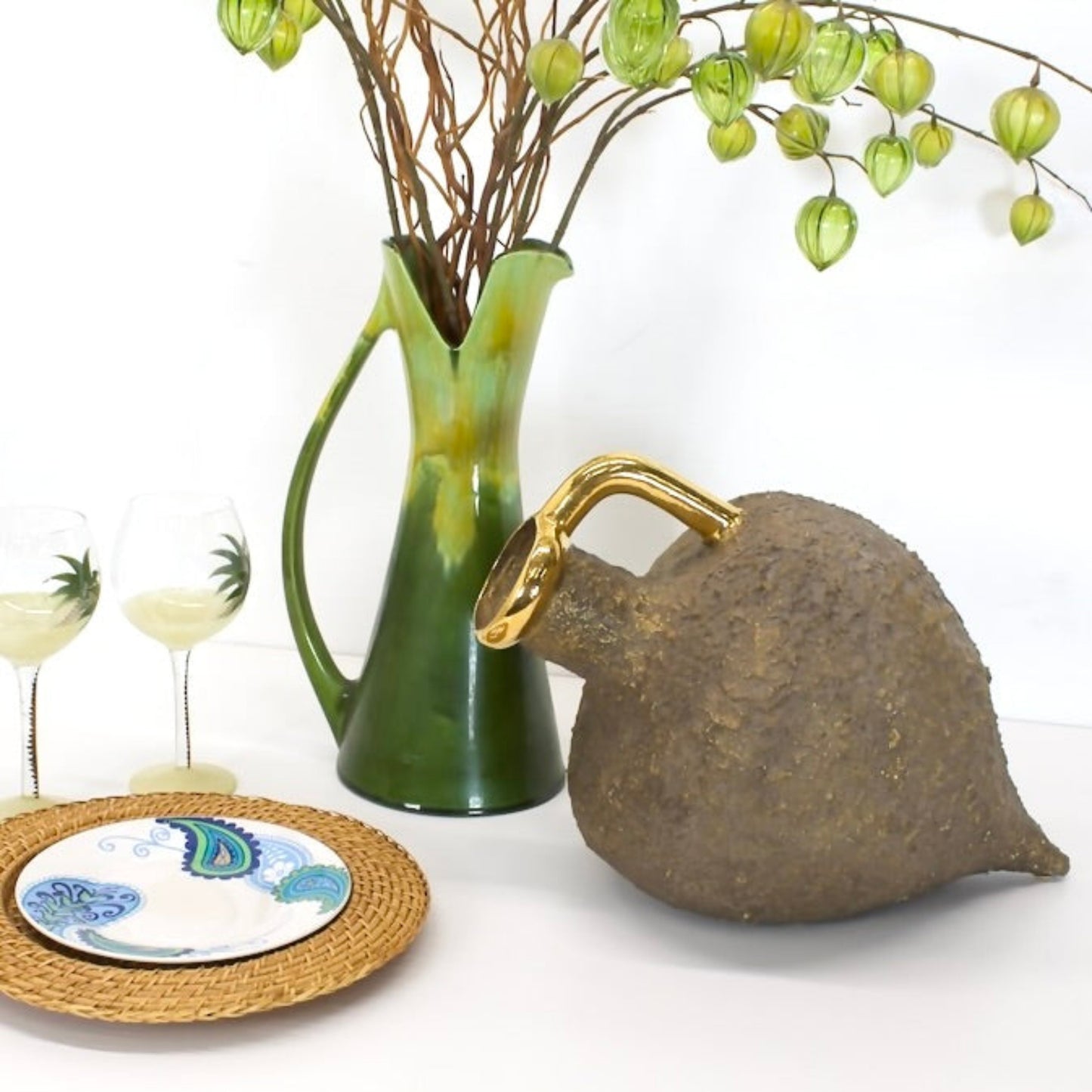 Large Decorative Tilted Amphora Vessel Décor