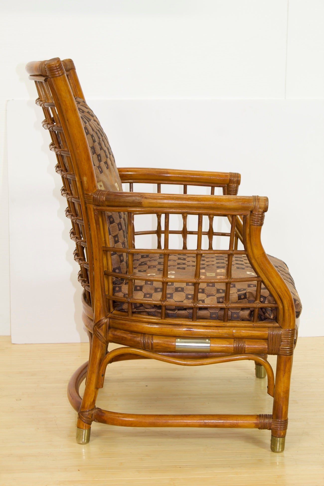 Vintage Rattan Chair w/ Custom leather Cushions