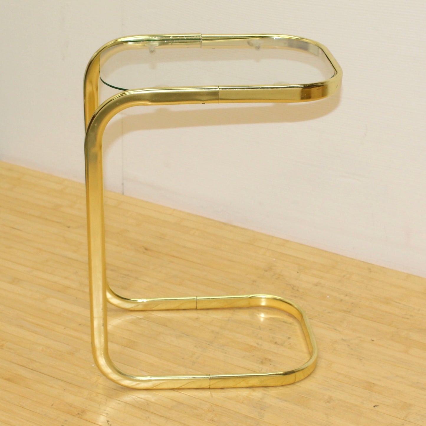 Brass and Glass 1980s cantilever sofa table