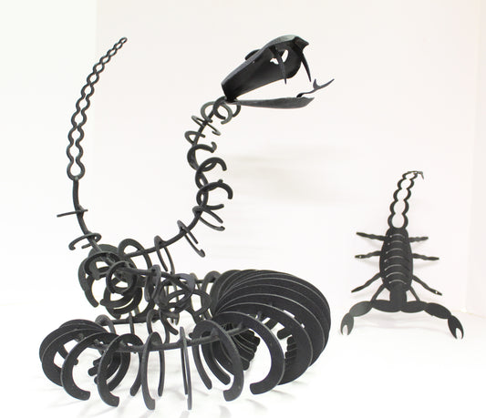 Modernist Snake & Scorpion Black Metal Sculpture Set