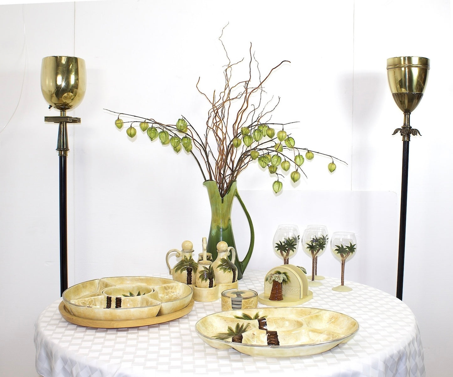 Bellagio Tabletops unlimited-Palm Tree design- Salsa sampler platter and more