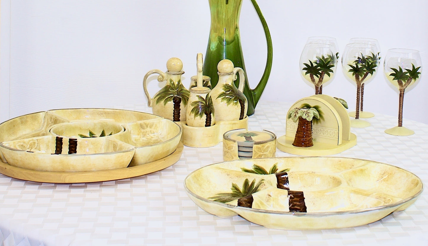 Bellagio Tabletops unlimited-Palm Tree design- Salsa sampler platter and more