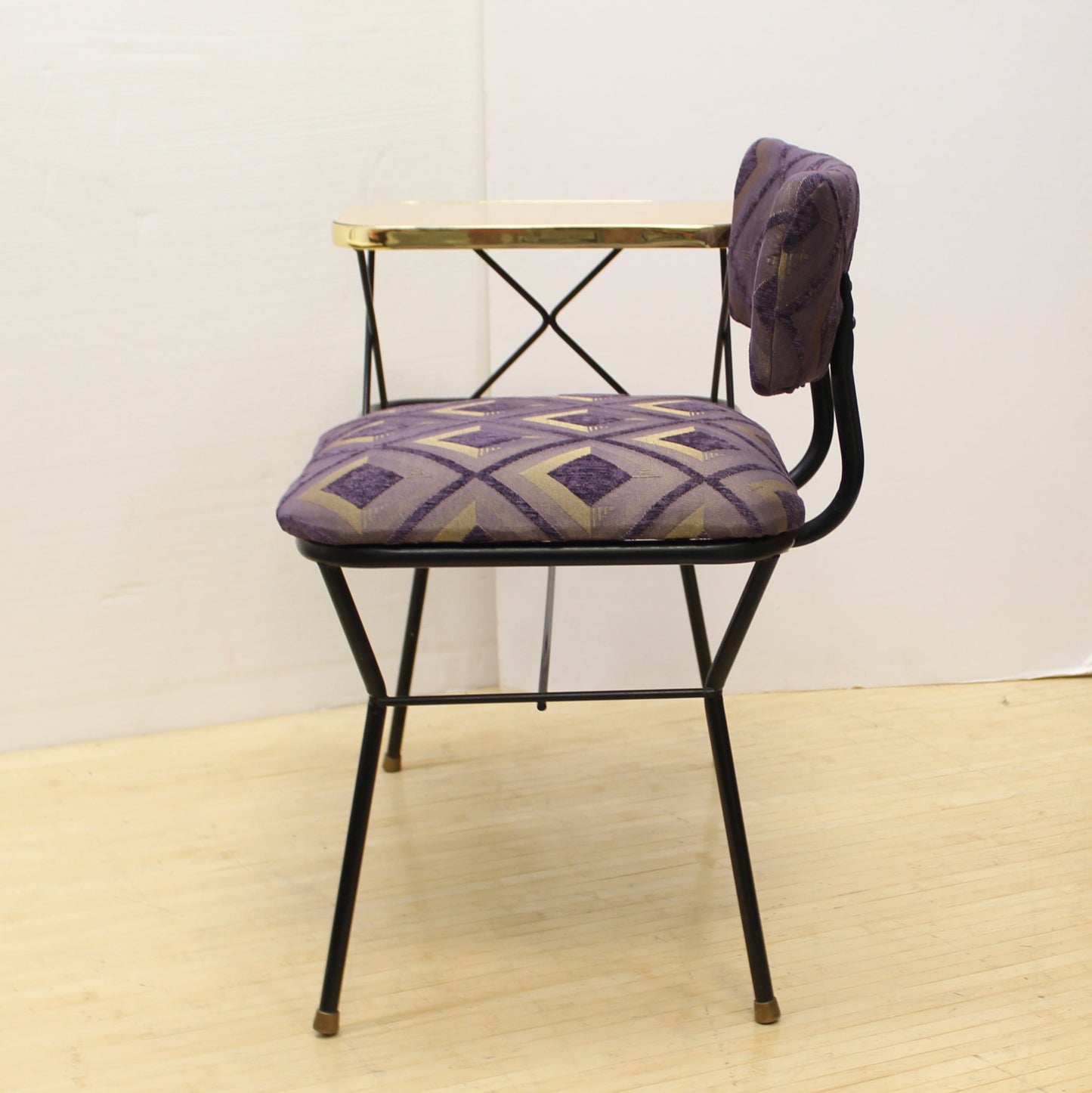 Restored 1950s Mid-Century Gossip Bench | Entryway Bench
