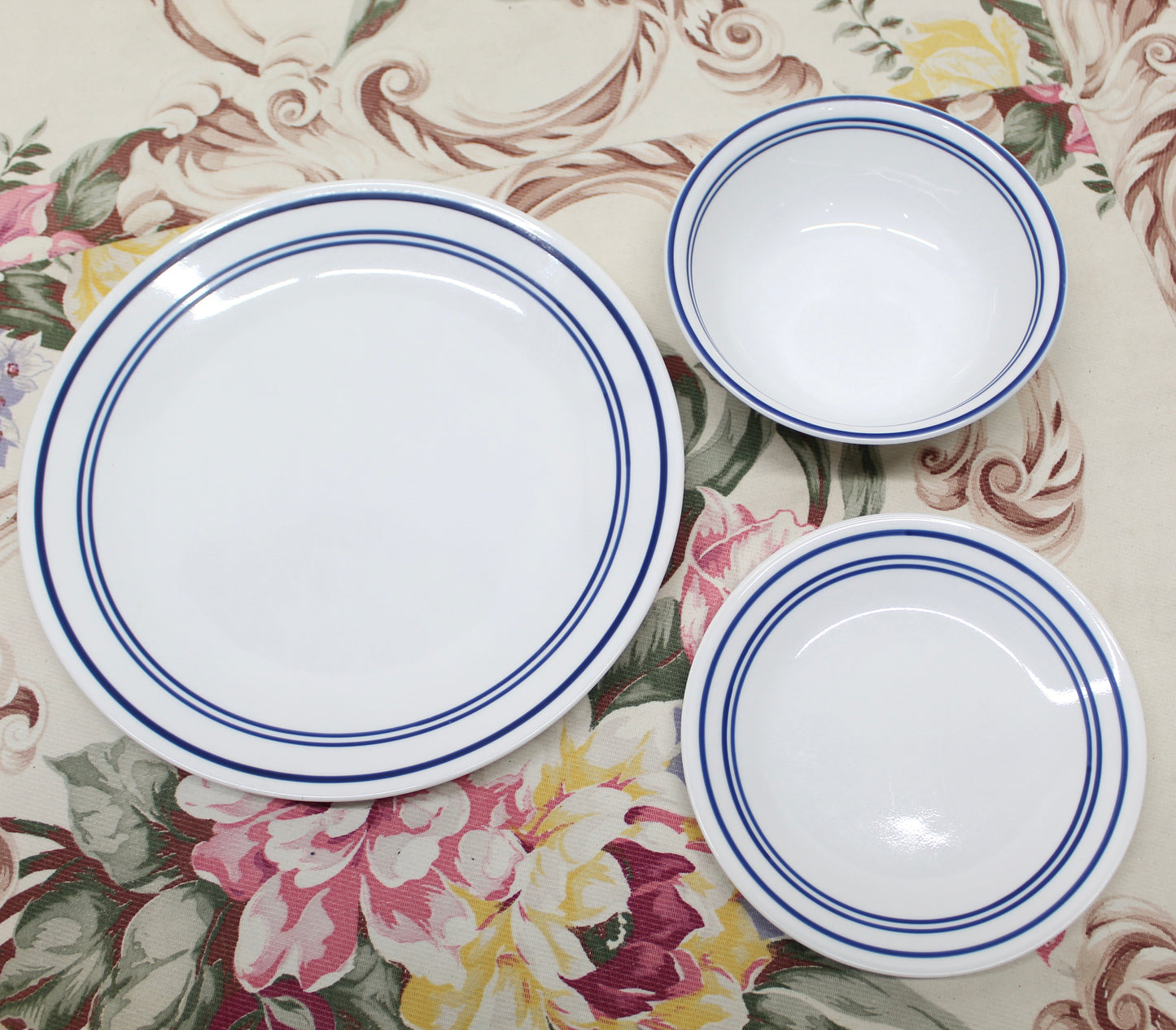8 Piece Lot | Vintage Corelle 'Cafe Blue' Pattern Dinnerware