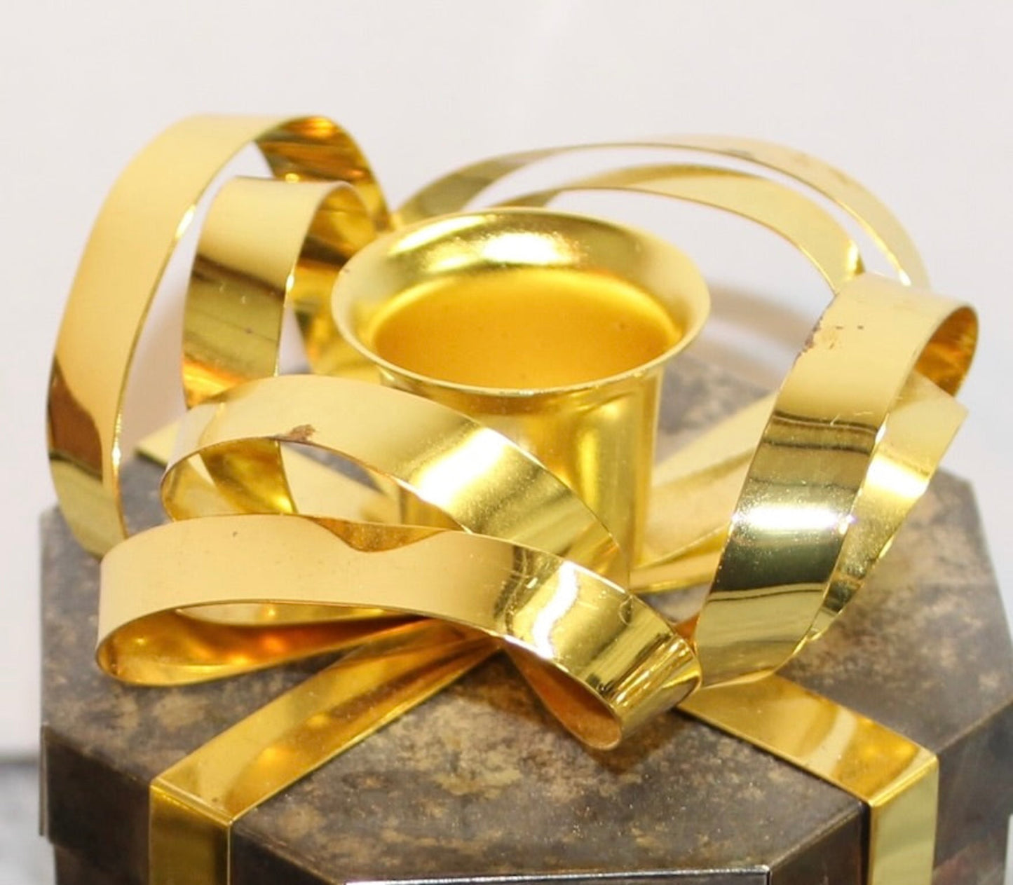 Vintage Metal Wrapped Present Candle Holders | Godinger