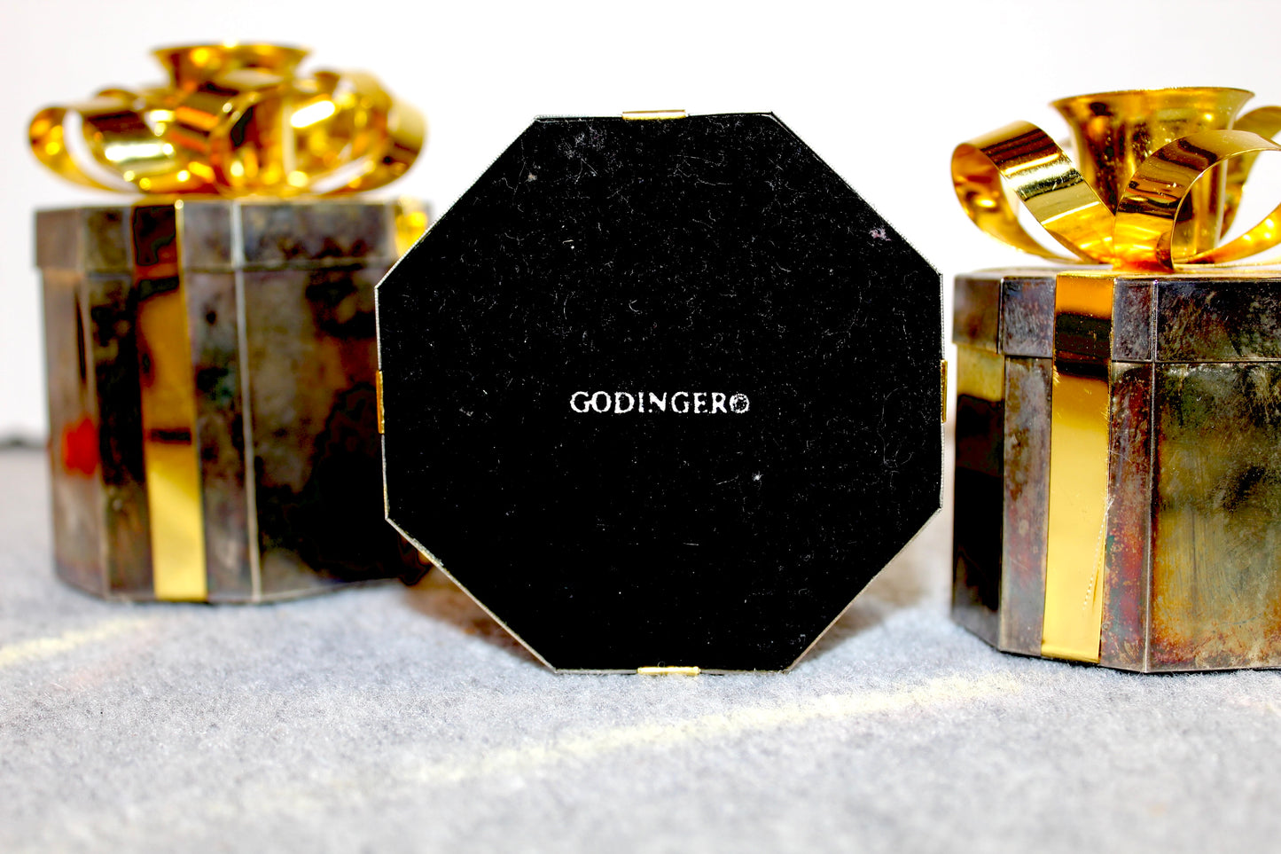 Vintage Metal Wrapped Present Candle Holders | Godinger