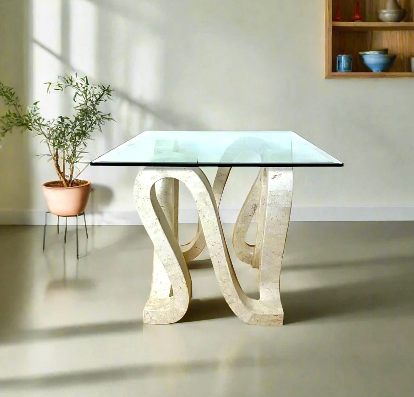 Large Tessellated Stone Accent Table | Maitland Smith, Vintage Sculptural Accent Table by Maitland Smith
