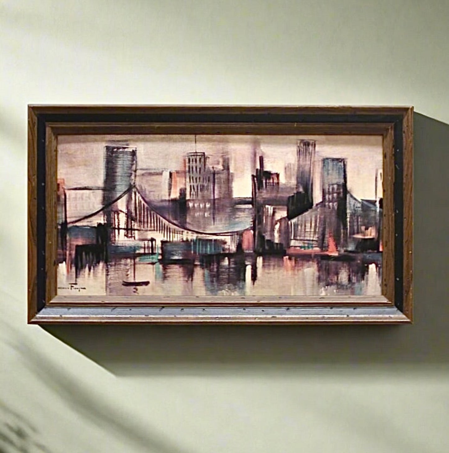 Vintage Waterfront Bridge Cityscape | Ozz Franca Lithograph