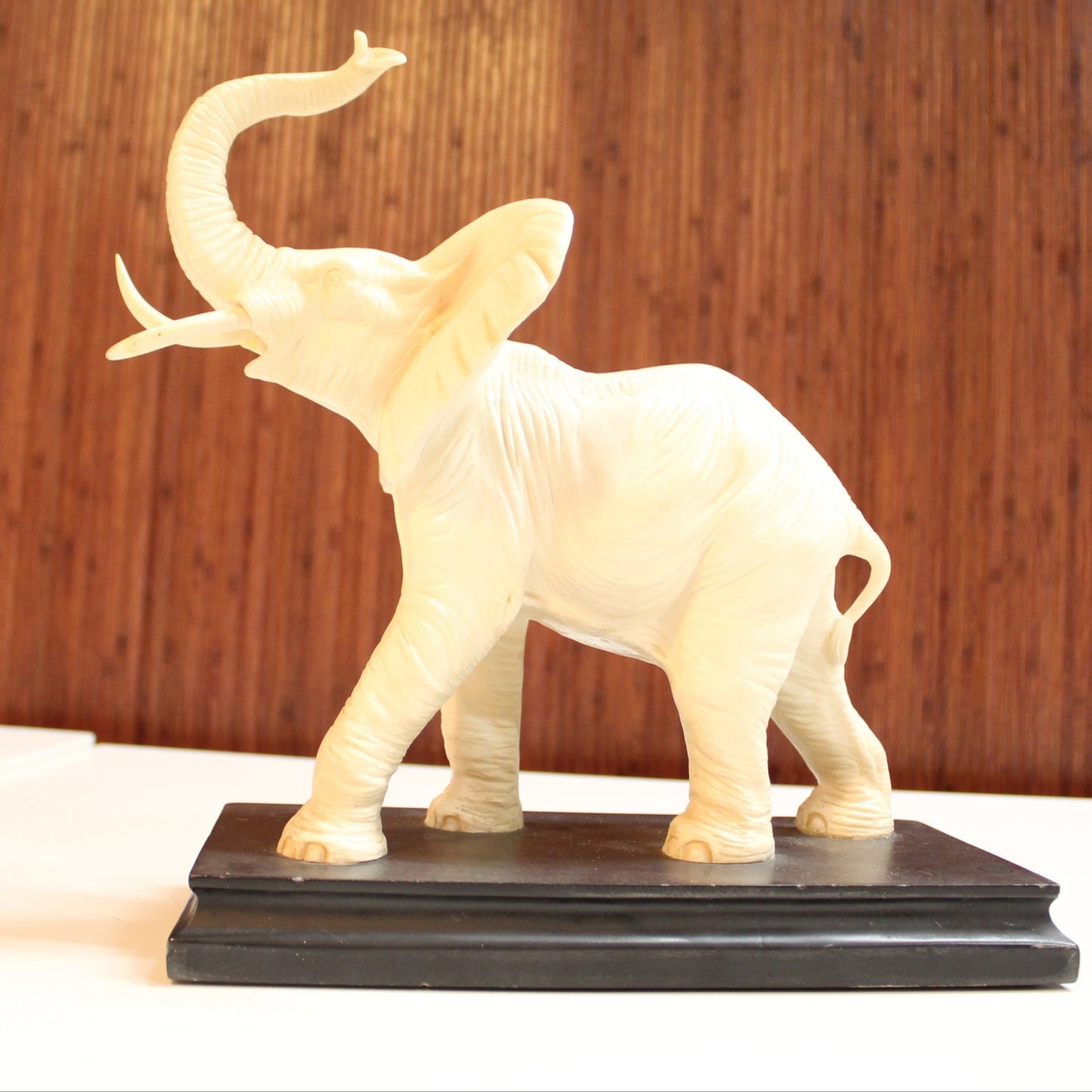 Vintage Resin Alabaster Elephant Sculpture