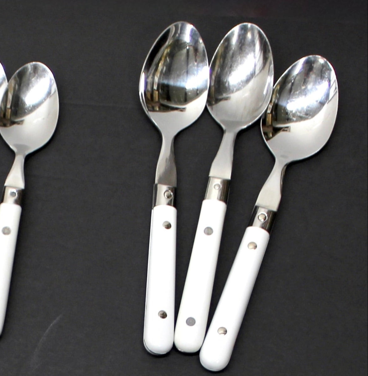 34 pc. Vintage White Riveted Handle Flatware