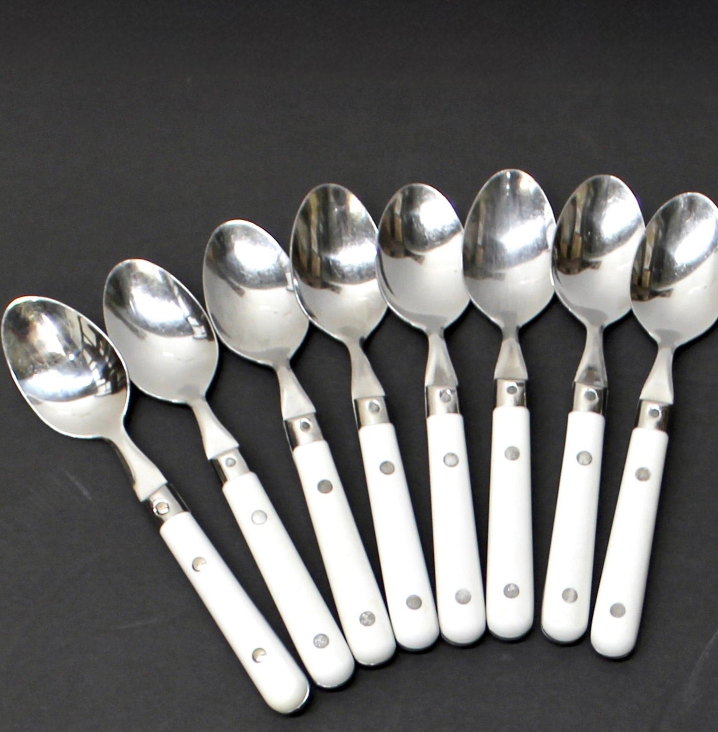 34 pc. Vintage White Riveted Handle Flatware