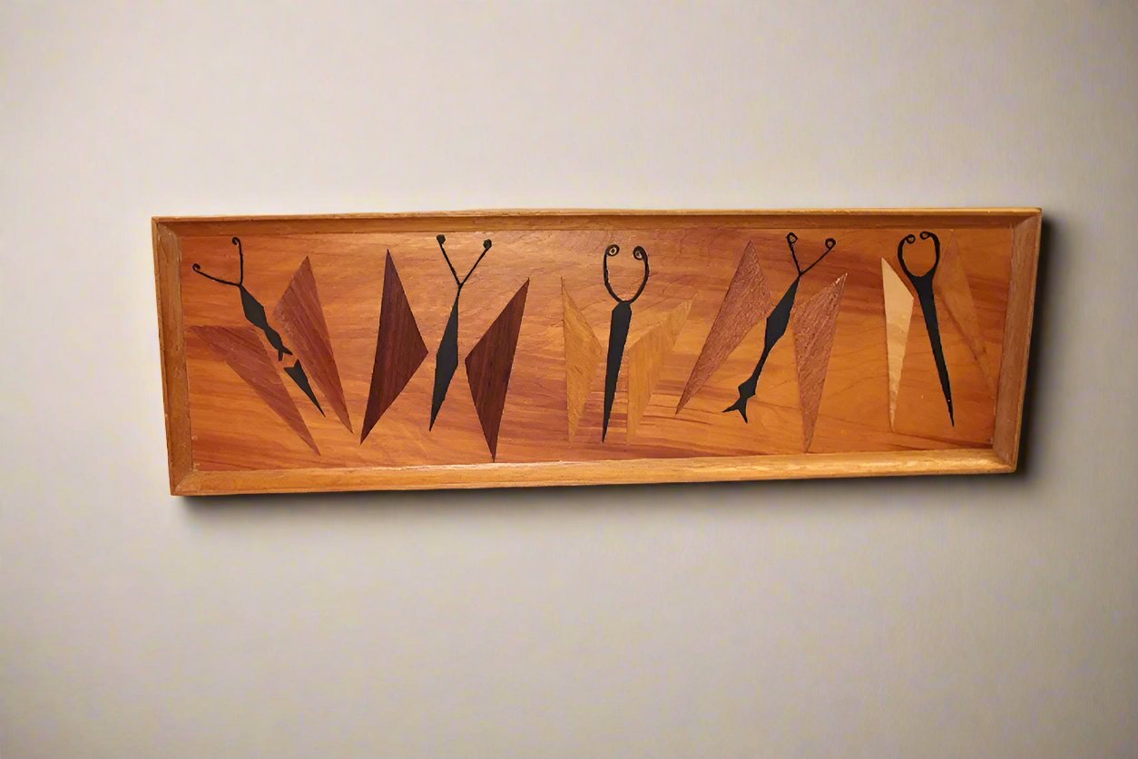 Vintage Wood Butterfly Marquetry Wall Art