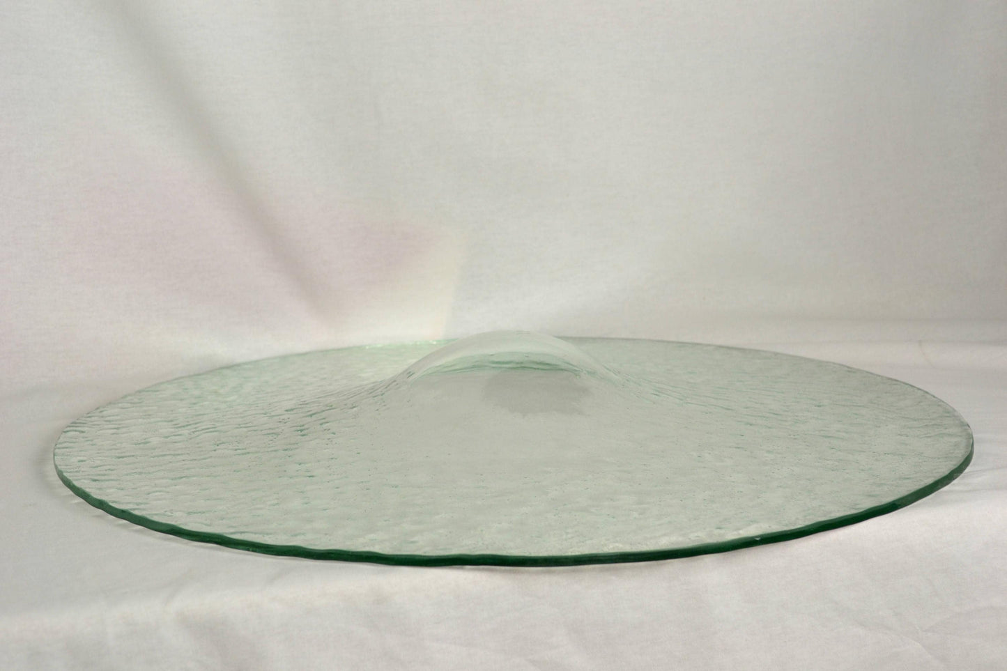 Monumental Vintage Copper Pedestal Bowl with Texture Glass from OffCenterModern