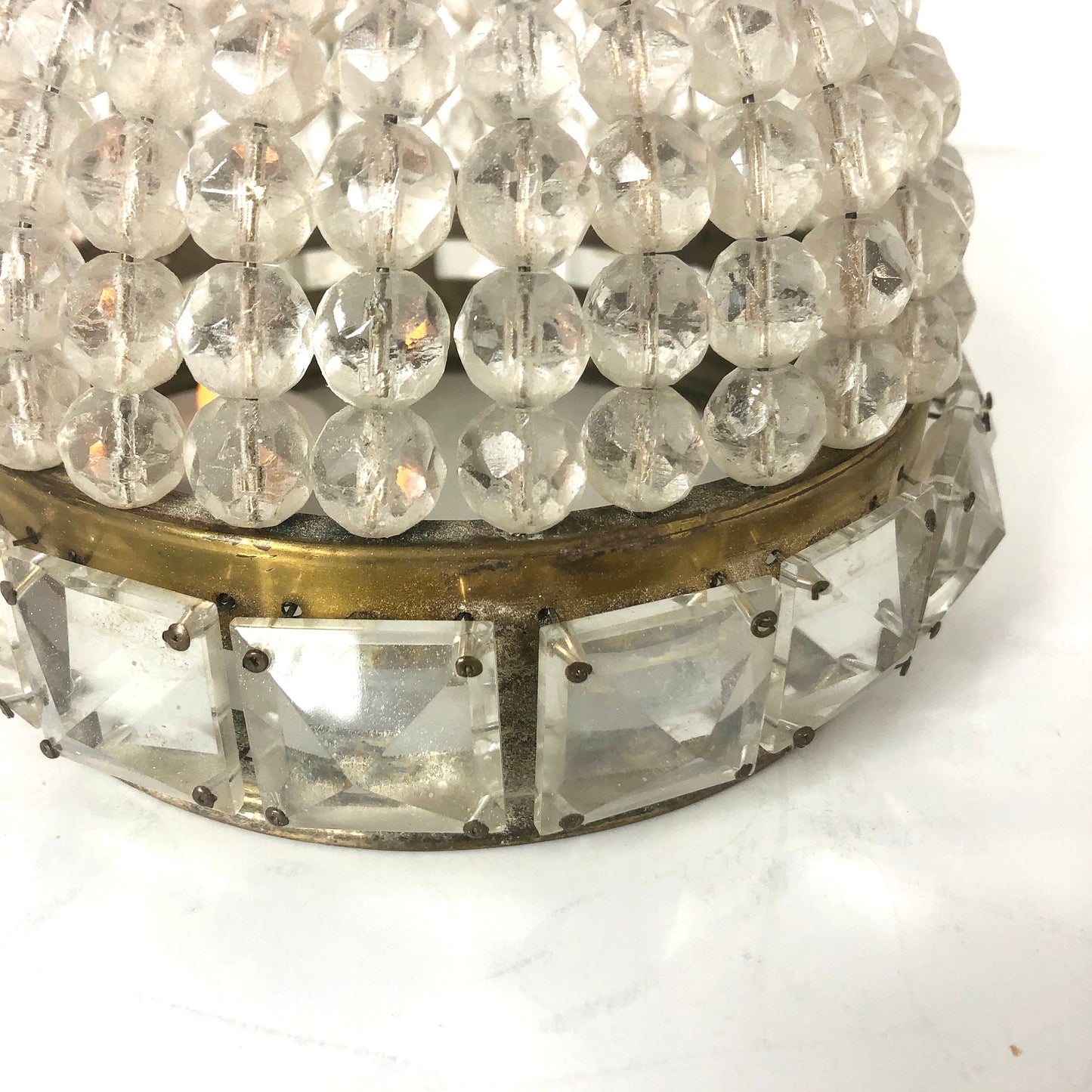 Antique Crystal Beaded Basket Shade from OffCenterModern