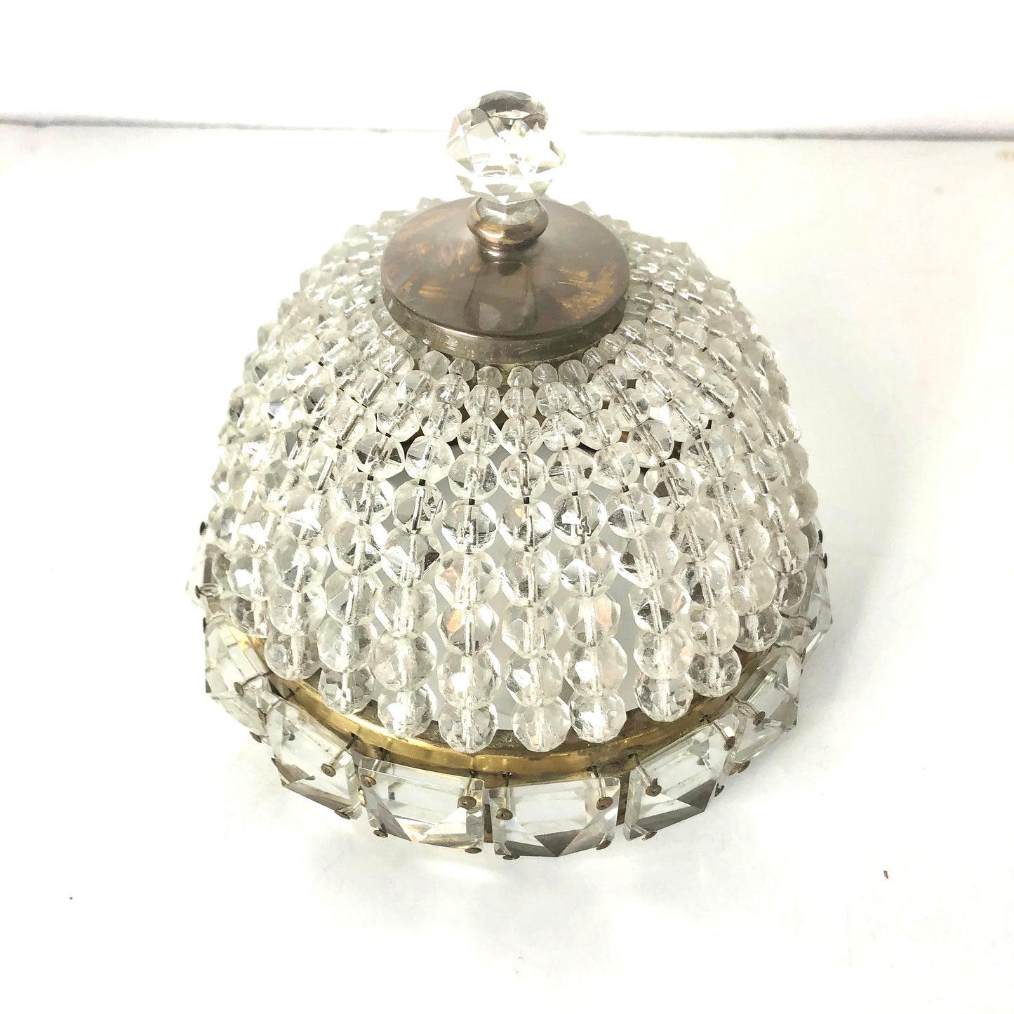 Antique Crystal Glass Beaded Basket Shade