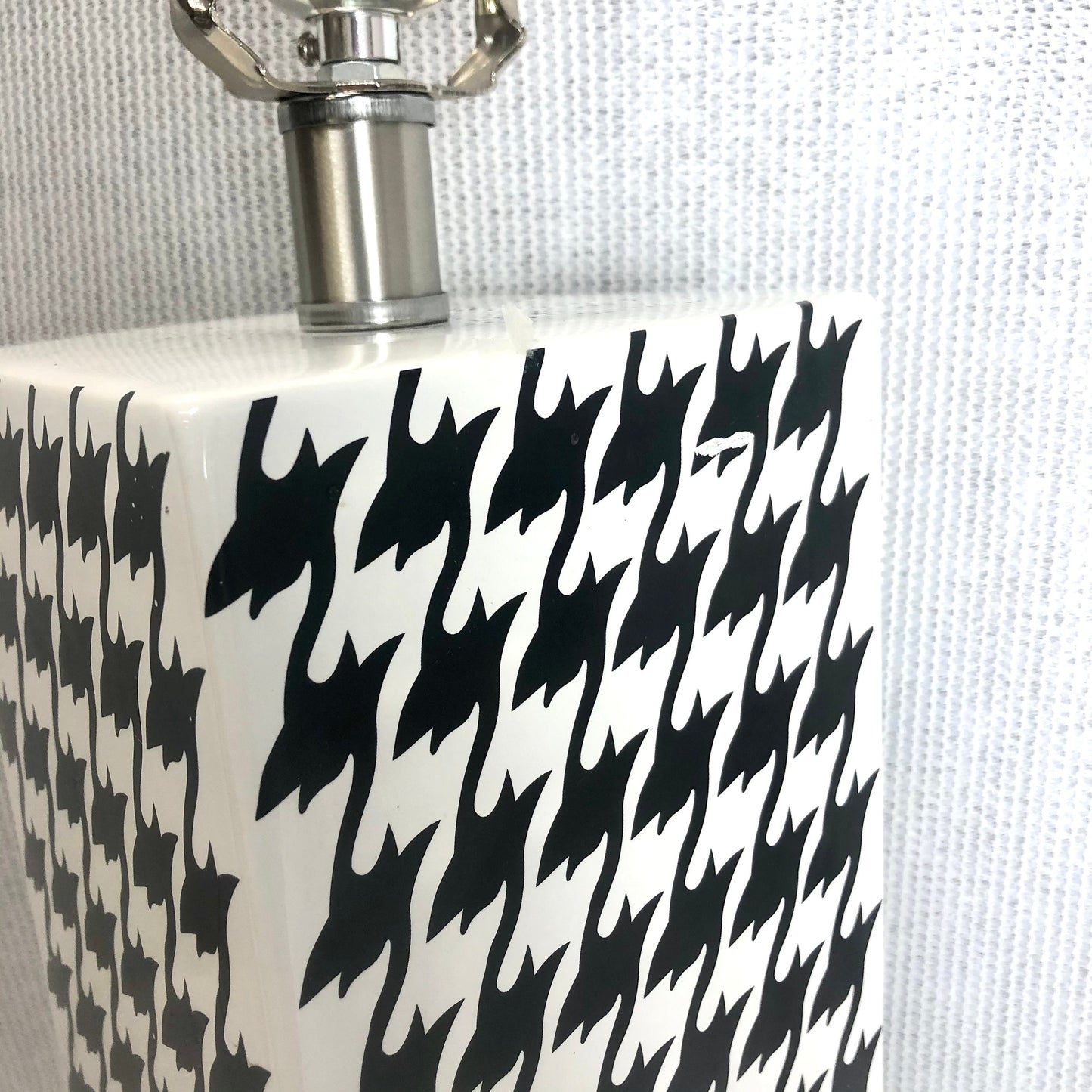 1990 Black & White Houndstooth Table Lamp from OffCenterModern