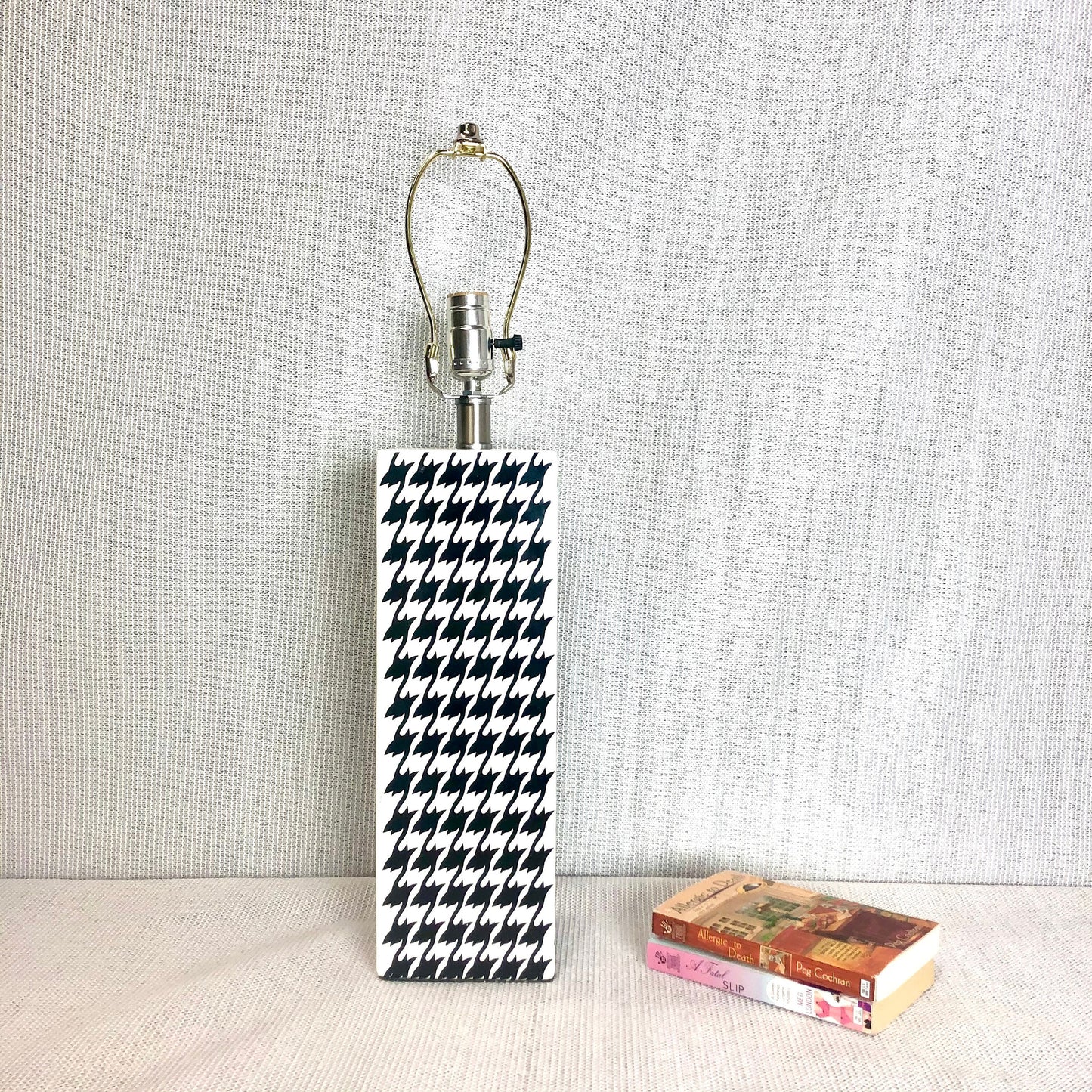 1990 Black & White Houndstooth Table Lamp from OffCenterModern