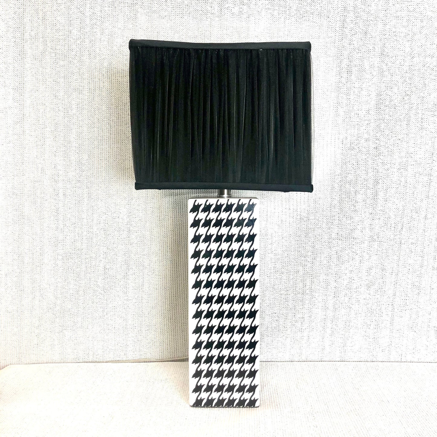 1990 Black & White Houndstooth Table Lamp from OffCenterModern