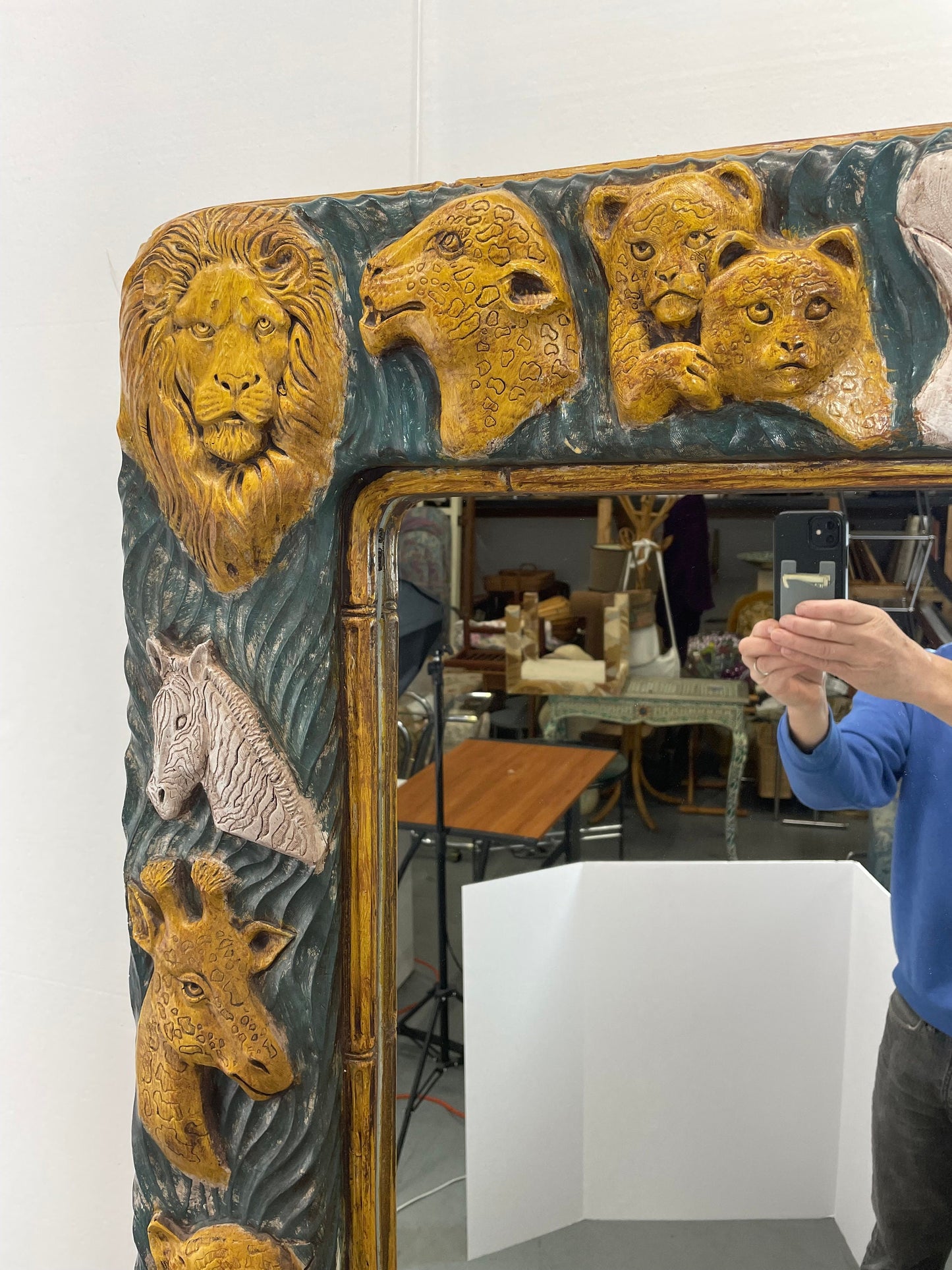 Vintage Wall Mirror | Safari Animals | Signed David Marshall from OffCenterModern