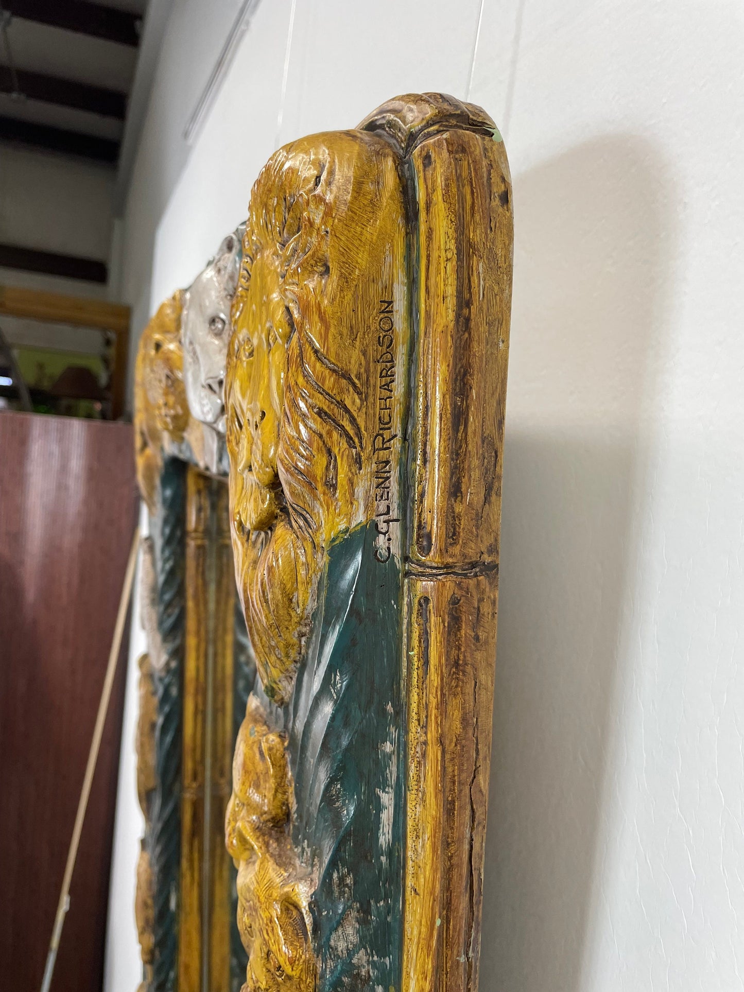 Vintage Wall Mirror | Safari Animals | Signed David Marshall from OffCenterModern