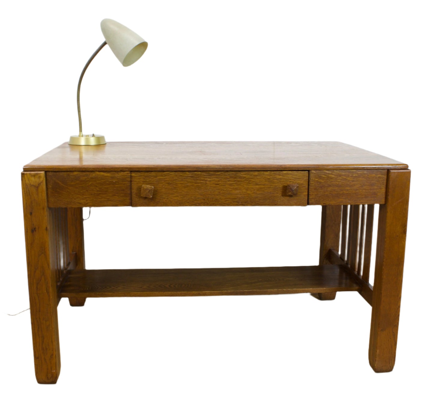 Antique Oak Mission Style Library Desk by Wolverine Mfg. Co. - OffCenterModern