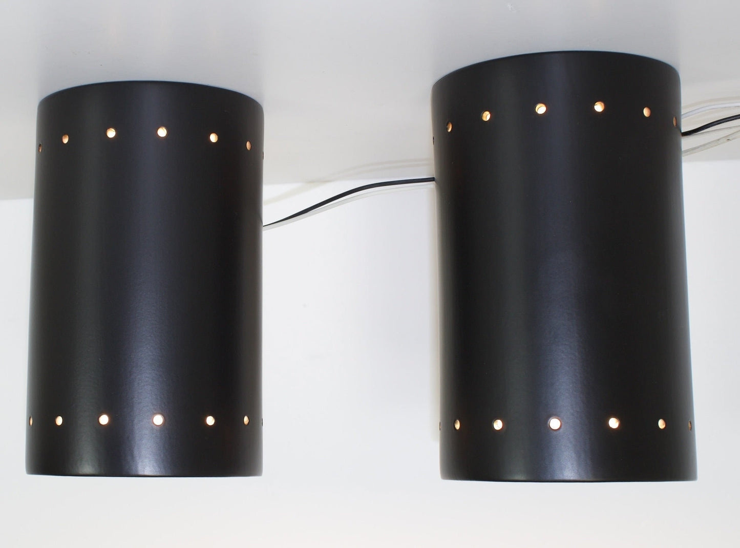 Pair of Handcrafted Black Ceramic Wall Sconces - OffCenterModern