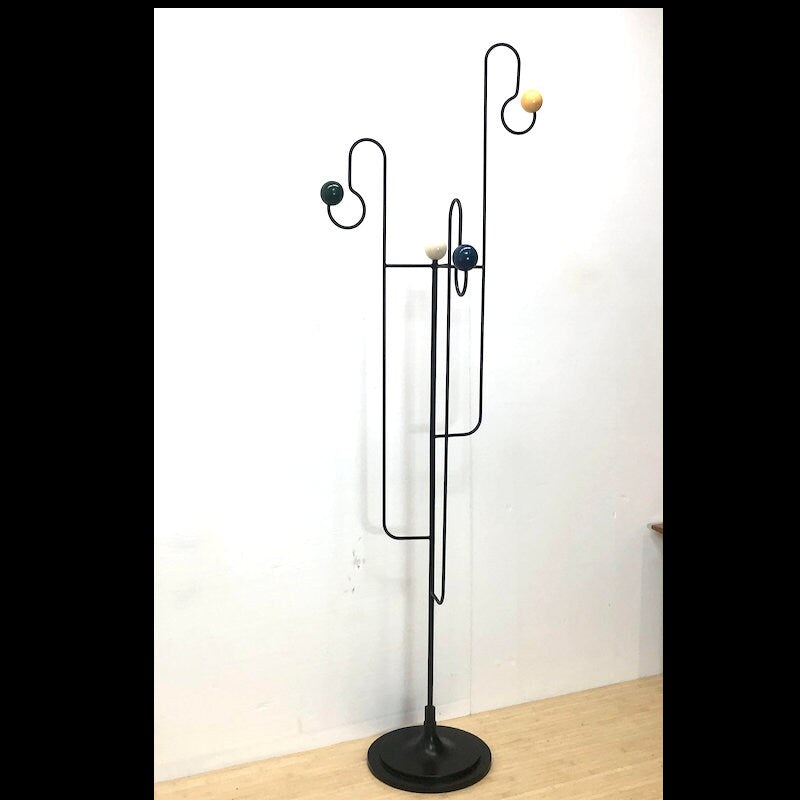 1960s Black Iron Coat Rack with Ball Hooks - OffCenterModern