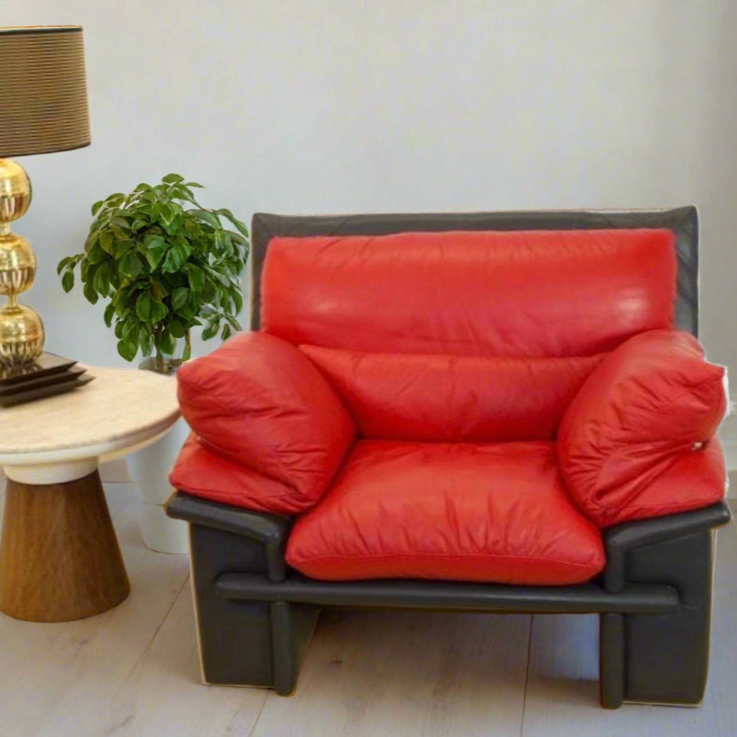 Modernist 1980s Down-Filled Leather Chair | - OffCenterModern