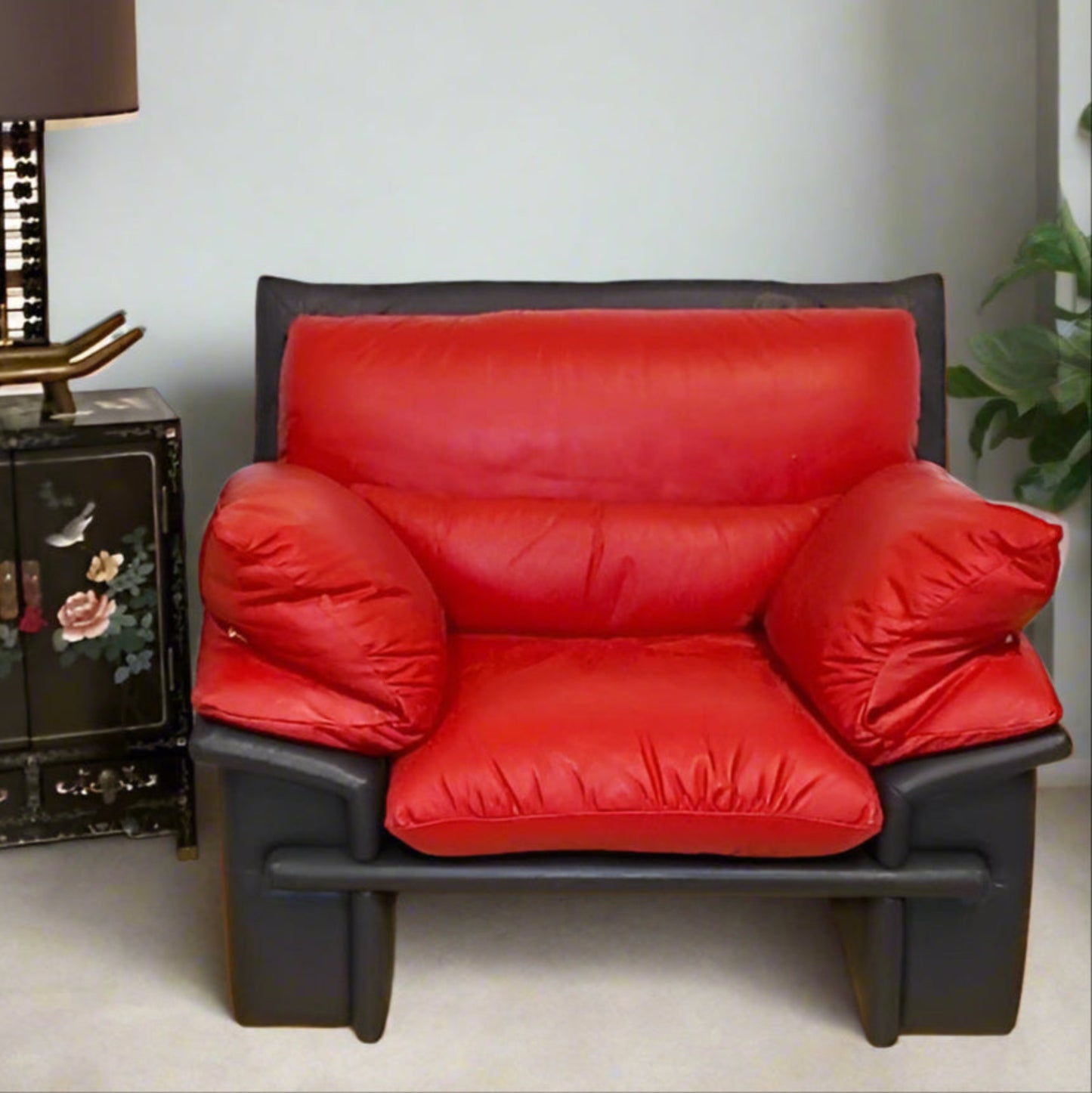 Modernist 1980s Down-Filled Leather Chair | - OffCenterModern