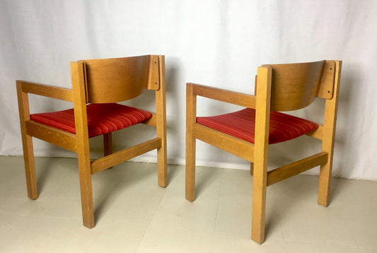 Harvey Probber Bent Wood Arm Chairs | Pair - OffCenterModern