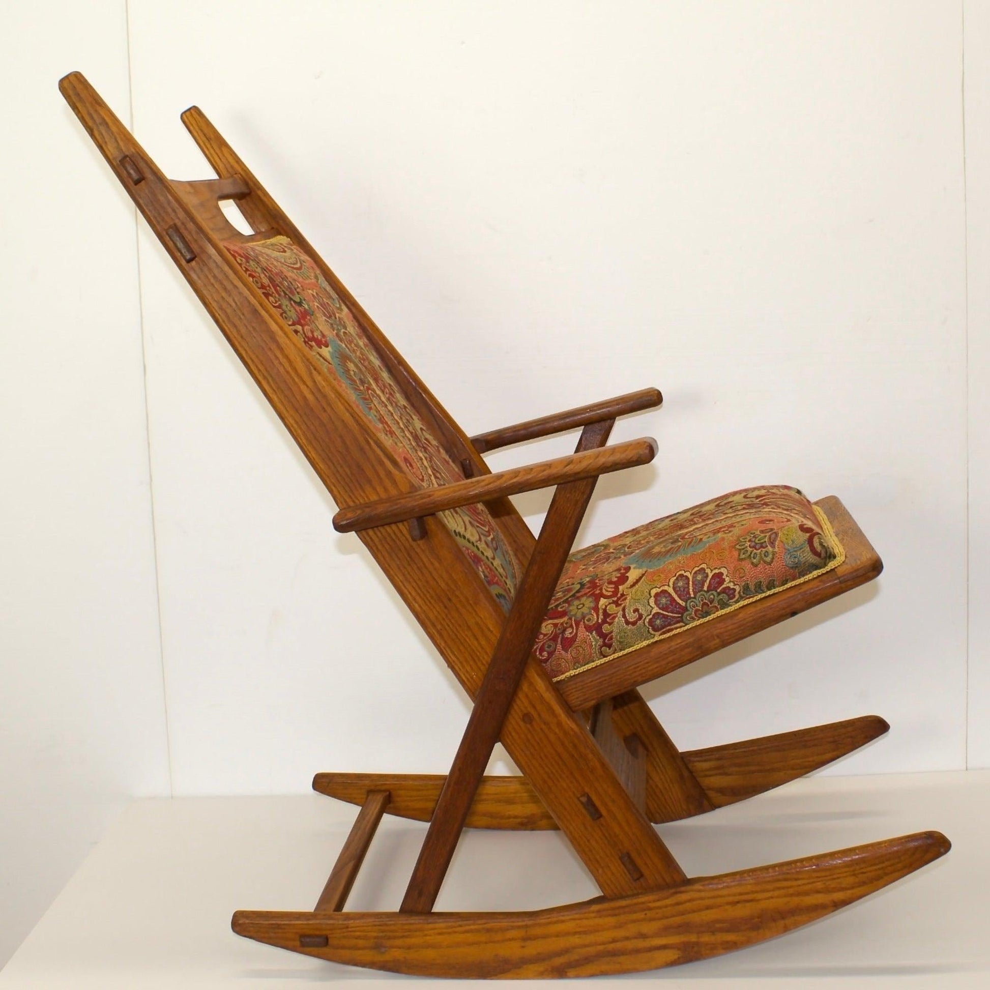 Restored 1950s Handmade Oak Rocking Chair | Paisley - OffCenterModern