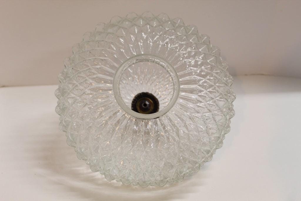 1970s Diamond-Cut Glass Light Shade | Ceiling Light Shade