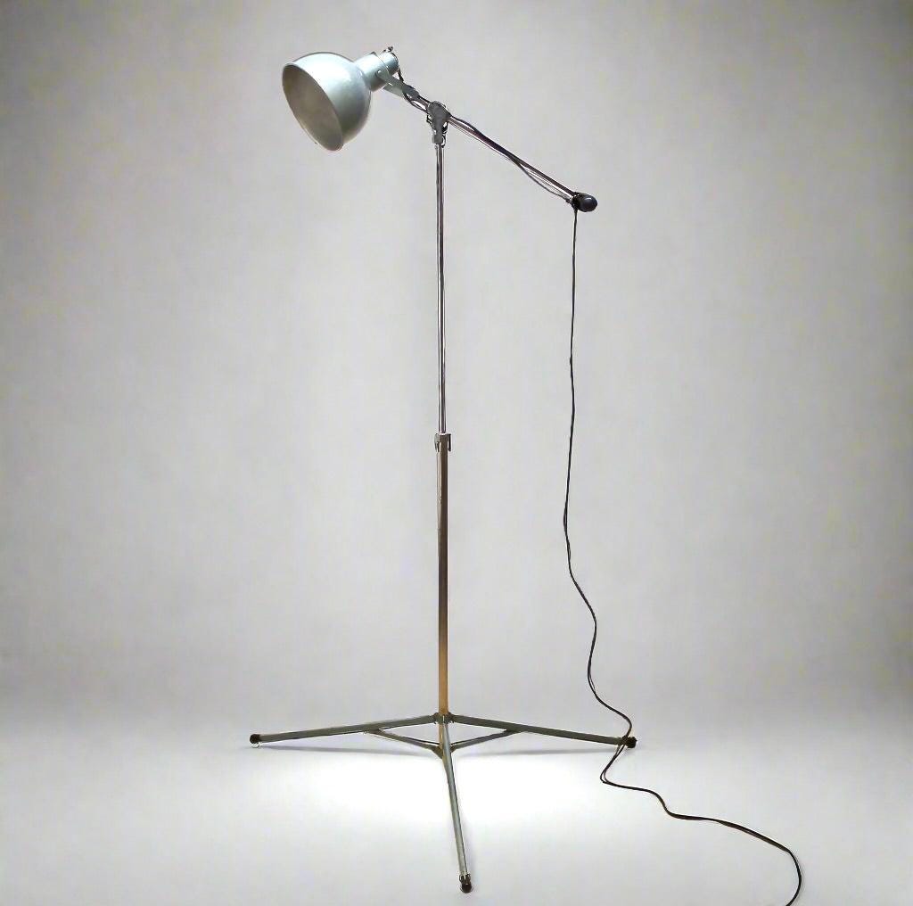 Vintage Mid Century Modern Bretford Tripod Metal Floor Lamp