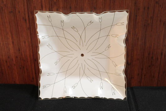 Mid-Century Ruffled Edge Frosted Glass Ceiling Fixture Shade | Large