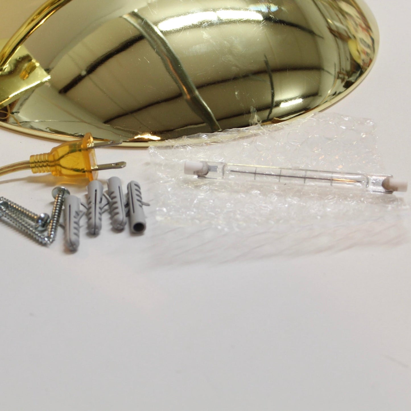 Vintage Brass Saucer Wall Sconce, extra light bulb and screws