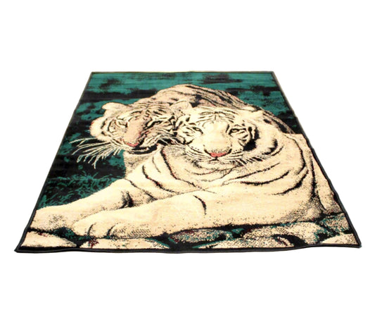 Vintage White Tiger Area Rug