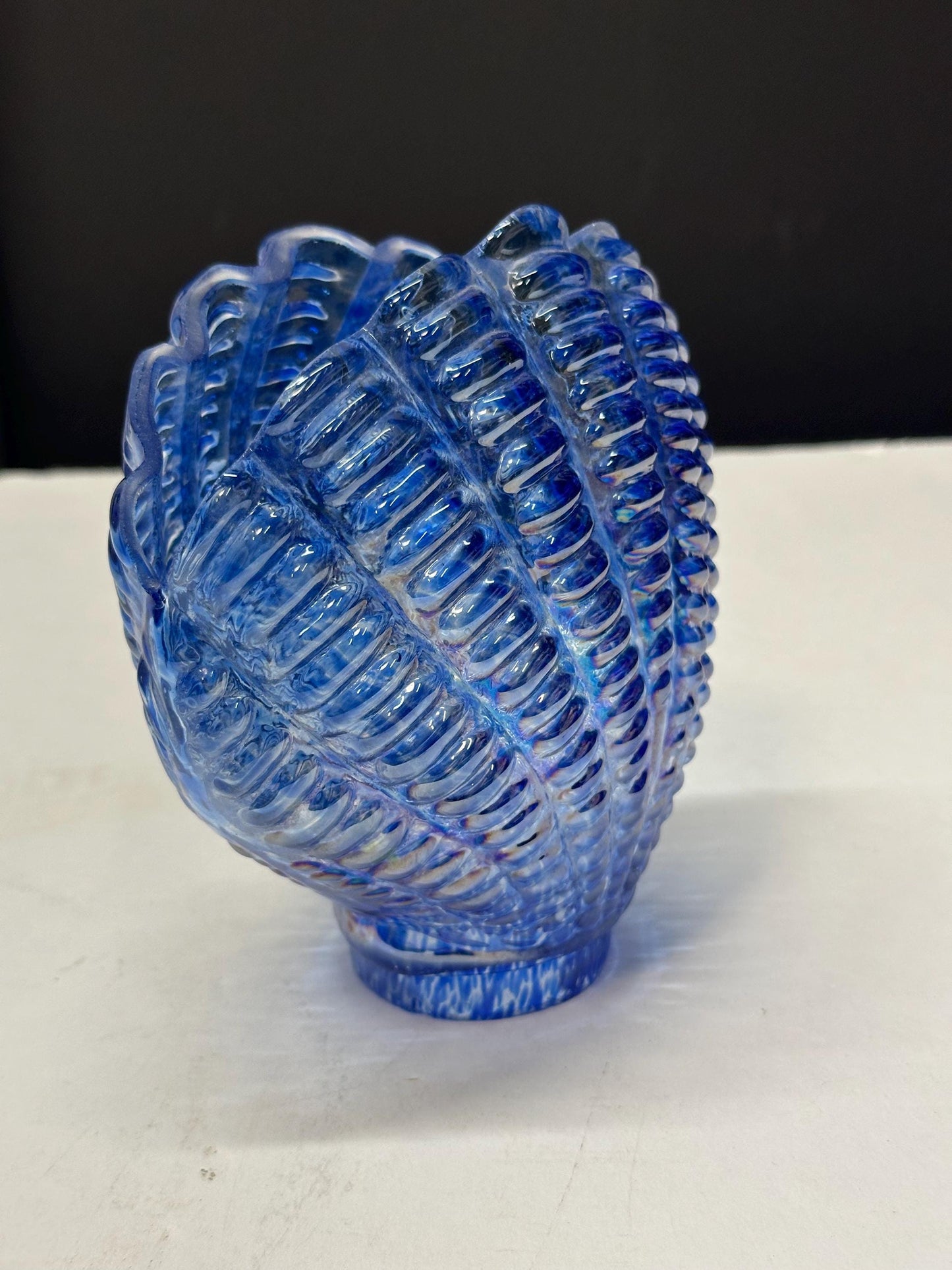 Opalescent Blue Glass Sea Shell Lamp Shade | Hand Blown from OffCenterModern