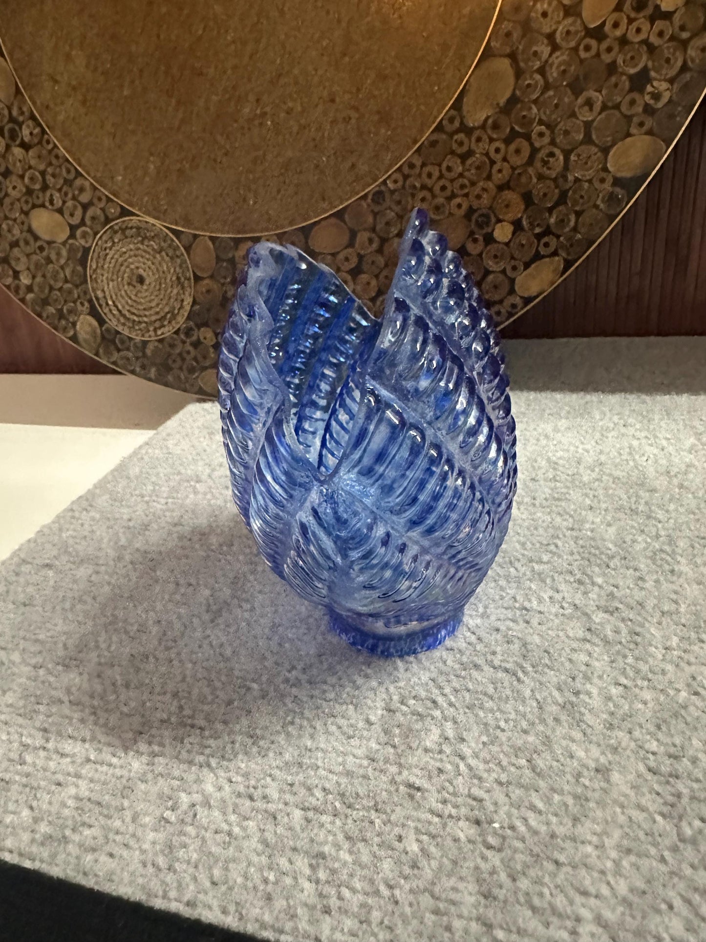 Opalescent Blue Glass Sea Shell Lamp Shade | Hand Blown from OffCenterModern