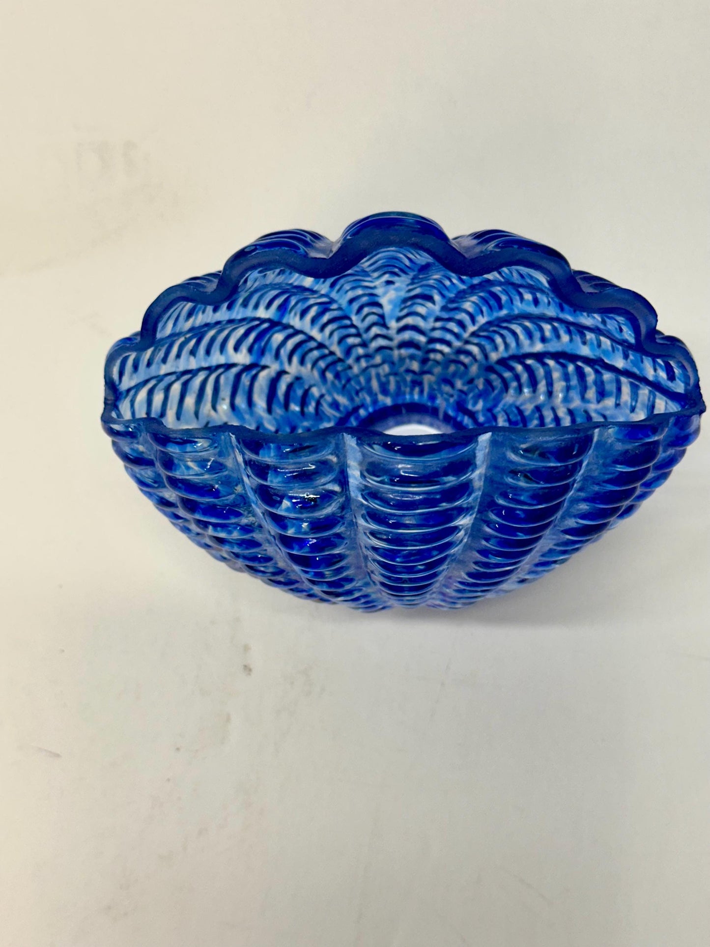 Opalescent Blue Glass Sea Shell Lamp Shade | Hand Blown from OffCenterModern
