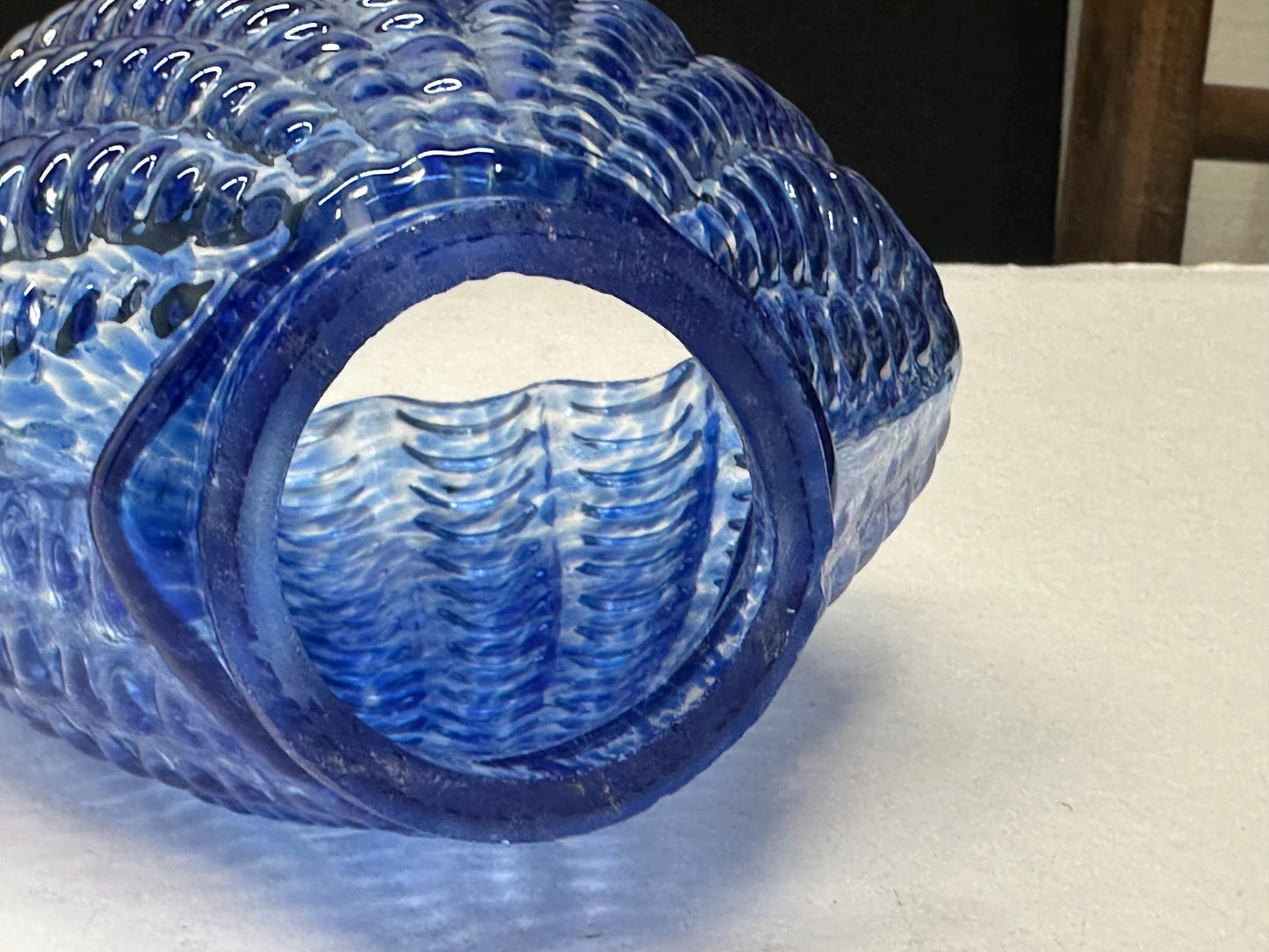 Opalescent Blue Glass Sea Shell Lamp Shade | Hand Blown from OffCenterModern